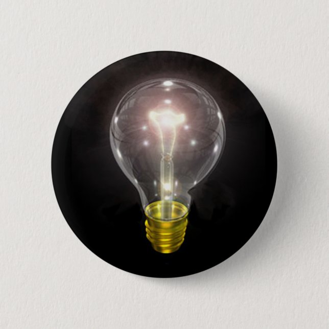 Glühlampe auf Schwarzem 3-Zoll-Aufflackern Button (Vorderseite)