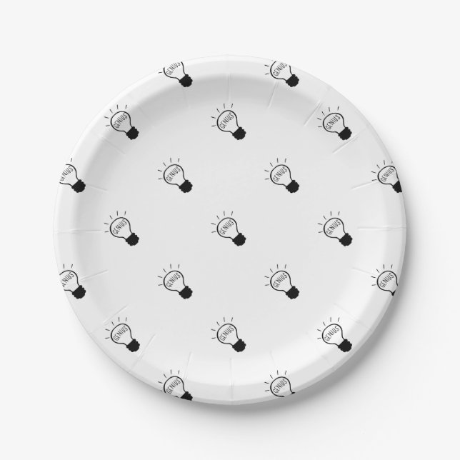 Glühlampe in Schwarzweiss Pappteller (Vorderseite)