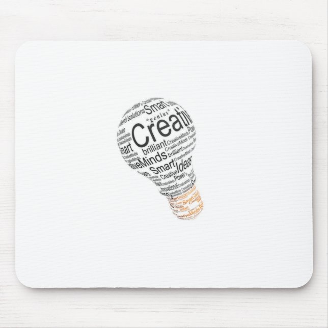 Glühlampe mit der Typografie, die Kreativität Mousepad (Vorne)
