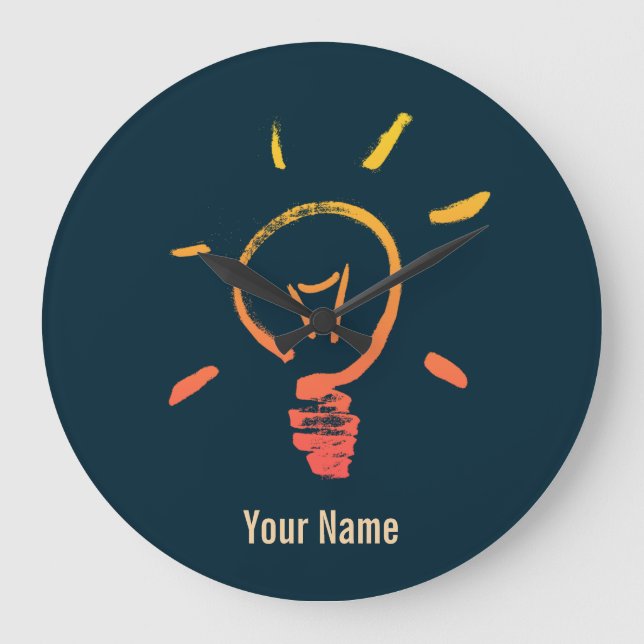 Glühlampe Retrolampe intelligenter Elektriker Große Wanduhr (Vorderseite)