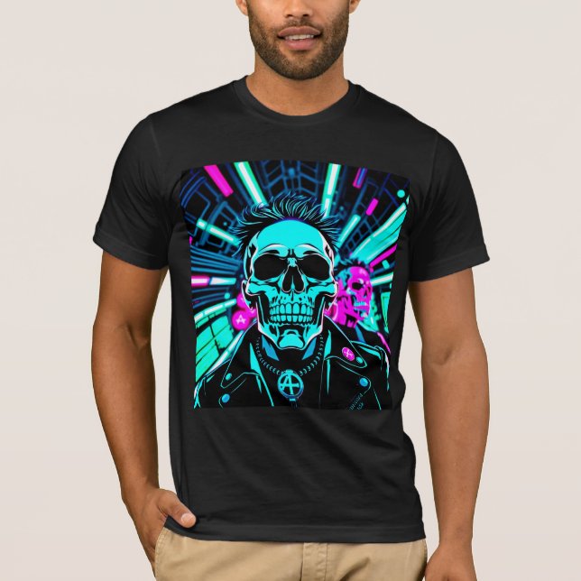 Glühpunk-Skelette: Biolumineszenter T - Shirt (Vorderseite)