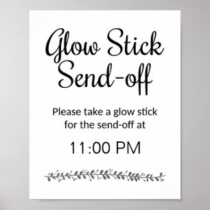 Glühstab-Send-Off-Schild von der Hochzeitsempfangs Poster
