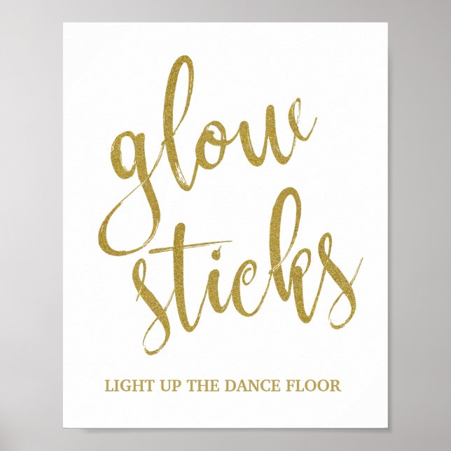 Glühsticks Gold Glitzer 8x10 Hochzeitszeichen Poster (Vorne)