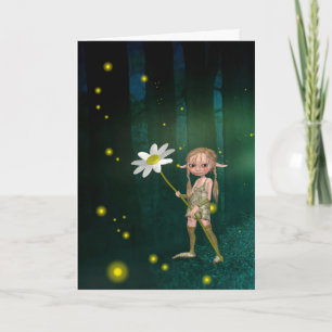 GLÜHÜRMCHEN & ELFENMÄDCHEN FANTASY ART GEBURTSKART KARTE