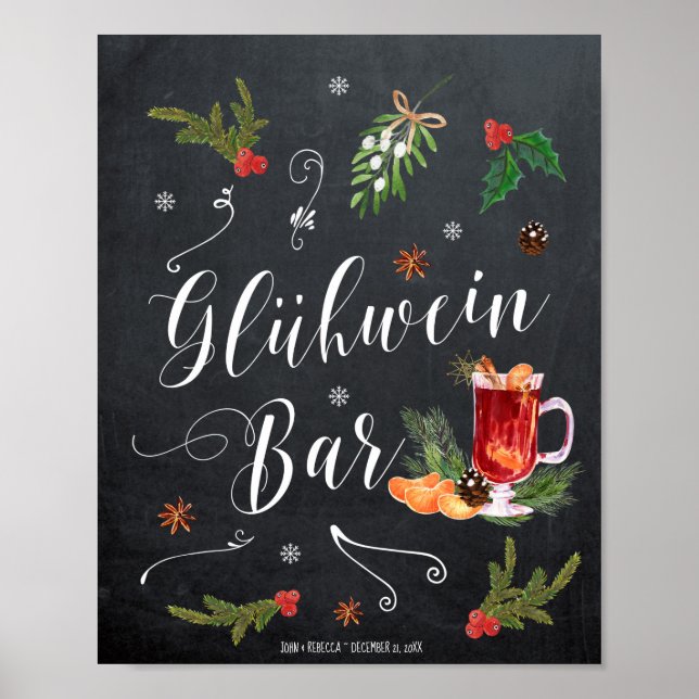 Gluhwein Bar Winter Weihnachtszeichen Poster (Vorne)