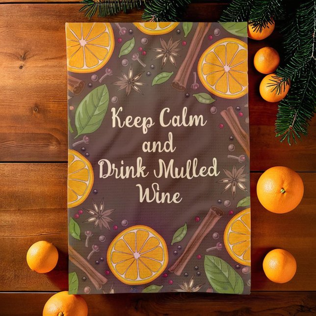 Glühwein, gewürzt geschirrtuch (Christmas mulled wine spicy brown kitchen towel)