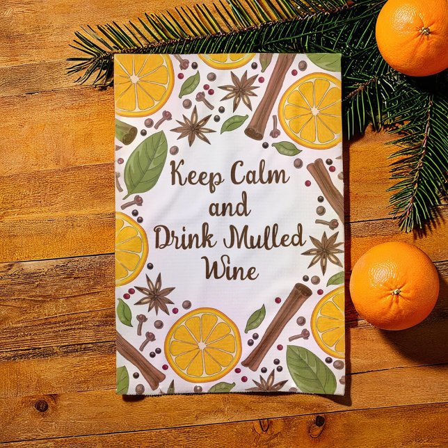 Glühwein, gewürzt geschirrtuch (Christmas mulled wine spicy white kitchen towel)