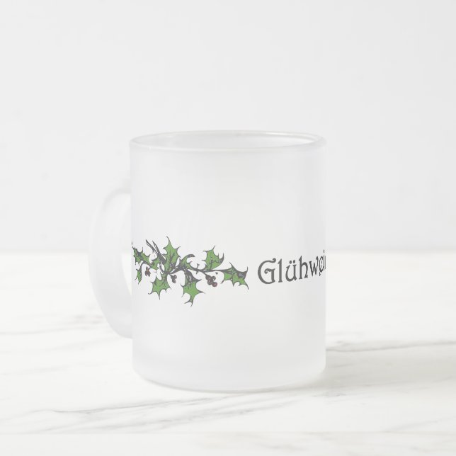 Glühwein Mulled Wein Mattiert Glass Tasse (Vorderseite Links)
