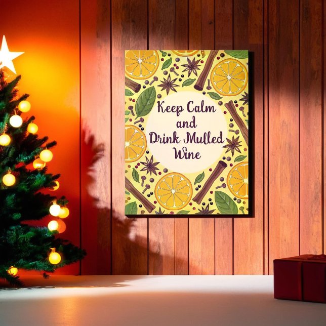Glühwein, würzig poster (Christmas mulled wine spicy yellow poster)