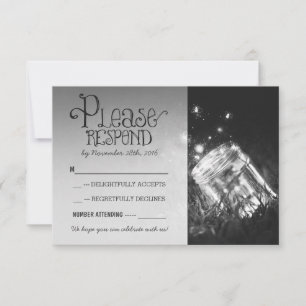 Glühwürchen Mason Glas rustikale Gartenhochzeit RS RSVP Karte