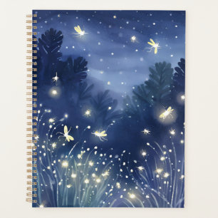 Glühwürmchen bei Nacht   Glühwürmchen Blau Aquarel Planer