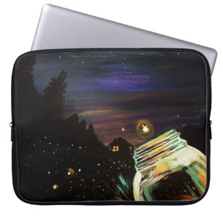 Glühwürmchen-Mason-Glas mondbeschienene Hütte Verz Laptopschutzhülle