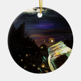Glühwürmchen-Mason-Glas-Mondlicht-Hütte Verzaubert Keramik Ornament