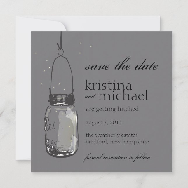 Glühwürmchen & Mason Jar Save-the-Date Save The Date (Vorderseite)