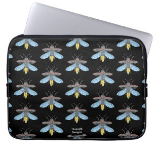 Glühwürmchen (Muster schwarz) - Laptop-Hülle Laptopschutzhülle