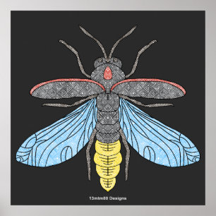 Glühwürmchen (schwarz) - Poster Druck