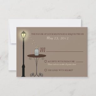 Glühwürmchen und Mason-Glas Hochzeit RSVP Karte