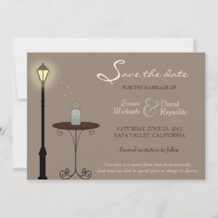 Glühwürmchen und Mason Jar Save-the-Date-Ankündigu Save The Date