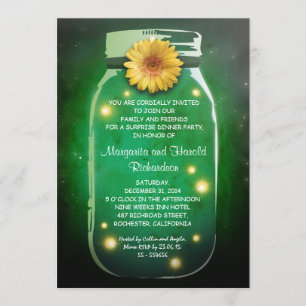 Glühwürmchen und rustikales Mason-Glas Whimsical J Einladung