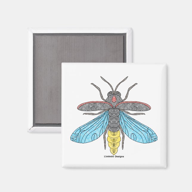 Glühwürmchen (weiß) - Magnet (Vorderseite/Rückseite)