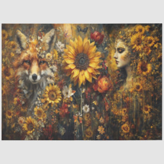 Glut des Herbstfuchses Kollage Tissuepapier Seidenpapier