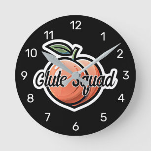Glute Squad Peach Fitness Workout Runde Wanduhr