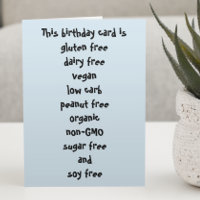 Gluten Dairy Sugar Soy Carb Free Funny Birthday