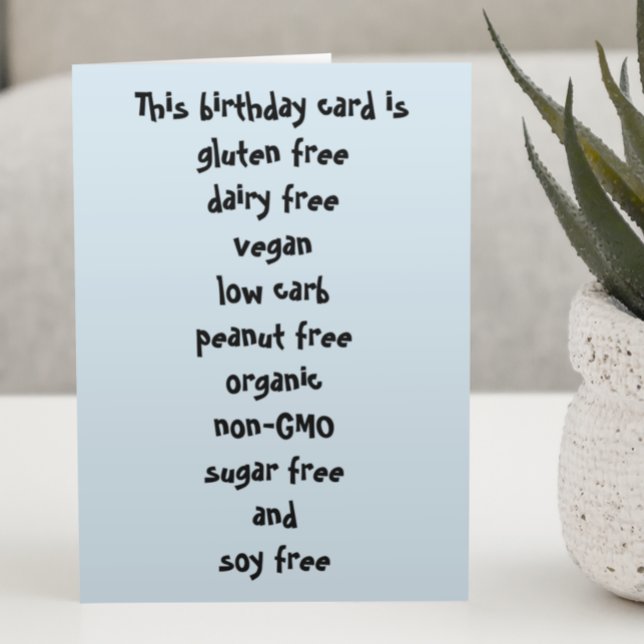 Gluten Dairy Sugar Soy Carb Free Funny Birthday Karte (Von Creator hochgeladen)