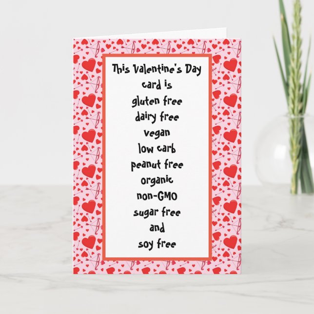 Gluten Dairy Sugar Soy Carb Free Funny Valentine's Karte (Vorderseite)