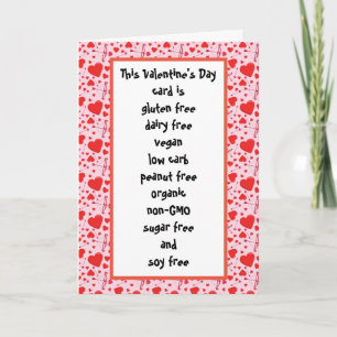 Gluten Dairy Sugar Soy Carb Free Funny Valentine's Karte