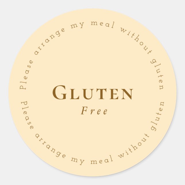 Gluten-Free Request Sticker, Soft Beige - Brown Runder Aufkleber (Vorderseite)