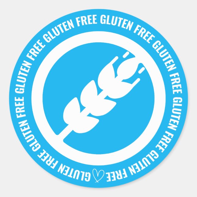 Gluten Free Sticker Labels - Blue & White (Vorderseite)