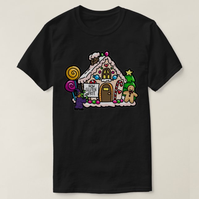 GLUTEN FREE WITCH Gingerbrei HOUSE Spaß T-Shirt (Design vorne)