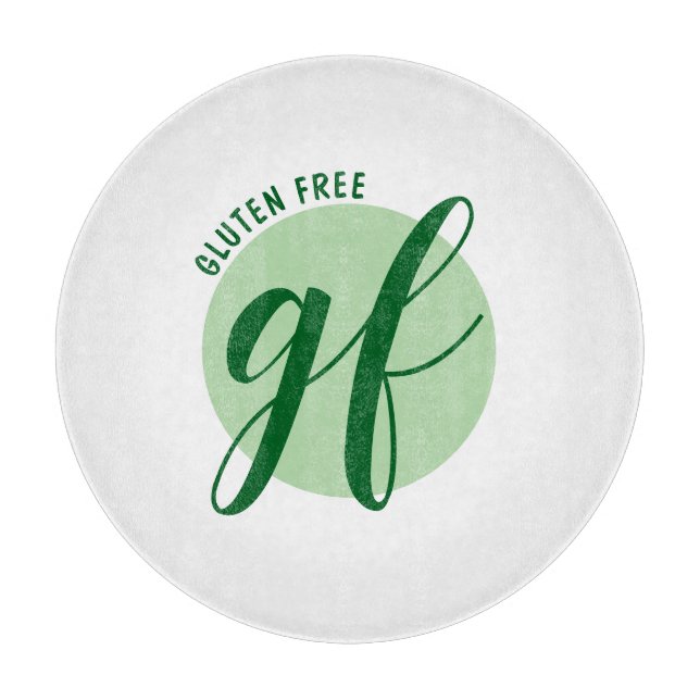 Gluten Free with stylish script and green circle Schneidebrett (Vorderseite)