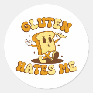 Gluten hasst mich runder aufkleber