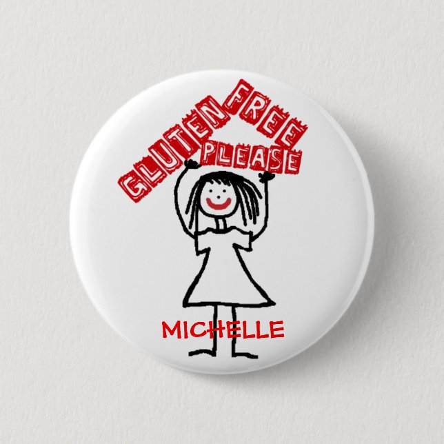 Glutenfrei, bitte Cartoon für Kinder Button (Vorderseite)