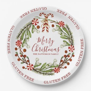 Glutenfrei frohe Weihnachts Candy Cane Floral Pappteller