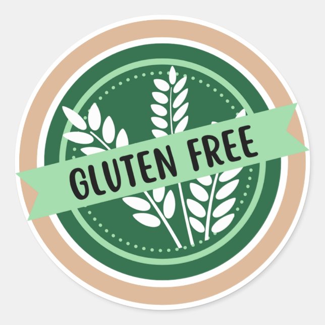 glutenfrei, kein Gluten, Celiac Runder Aufkleber (Vorderseite)