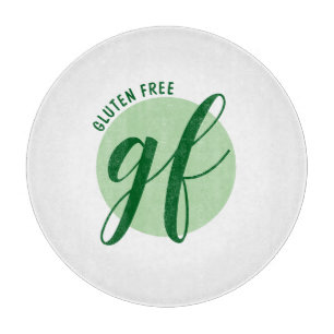 Glutenfrei mit stilvoller Schrift und grünem Kreis Schneidebrett