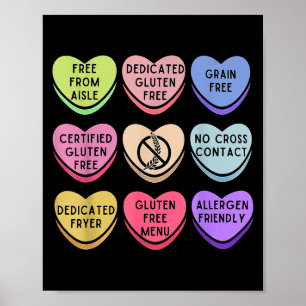 Glutenfrei Zöliakie Valentinstag Herzen Süßigkeite Poster