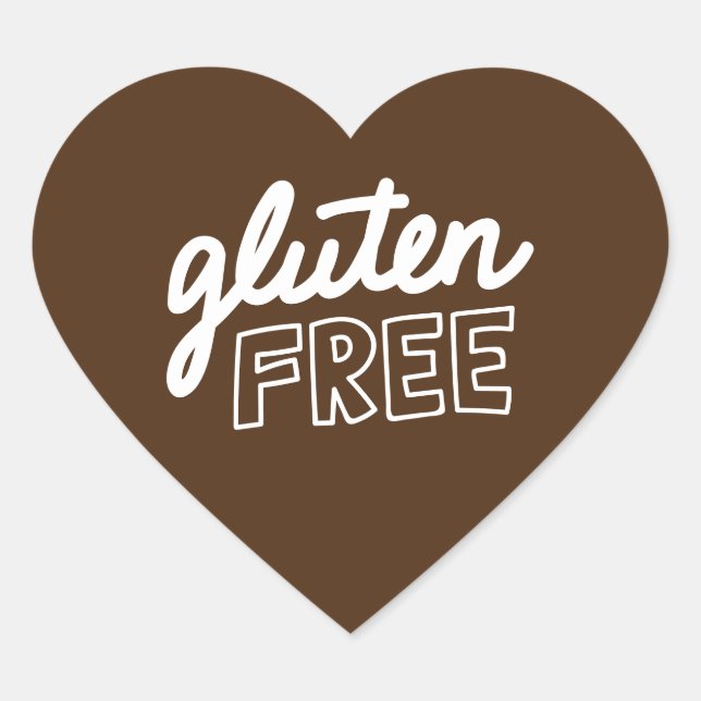 glutenfreie Br und weißes Typografie-Heftkleber Herz-Aufkleber (Vorderseite)