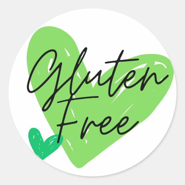 Glutenfreie Herz-Grüne Kleber Runder Aufkleber (Vorderseite)