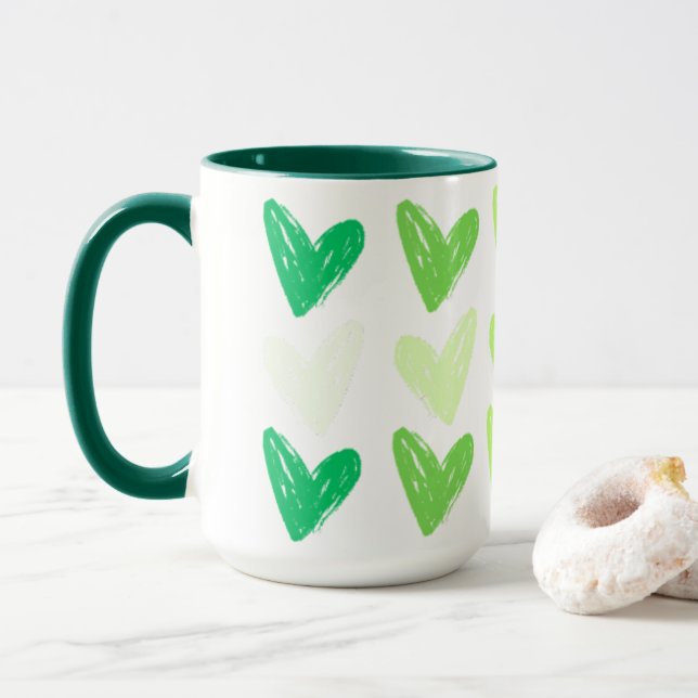 Glutenfreie Herzen Grüner Gradient Tasse (Mit Donut)