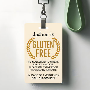 Glutenfreie Lebensmittelallergie-Warnung Ausweis