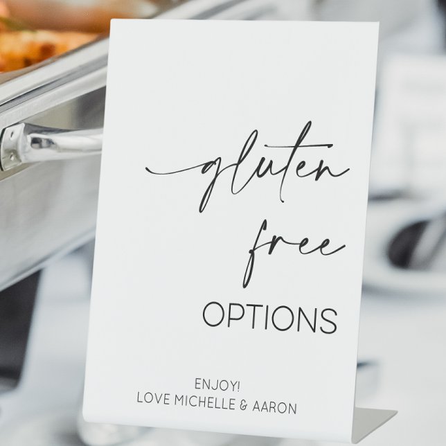 glutenfreie Optionen für ein Hochzeitsbuffet Sockelschild (Gluten Free Options Wedding Buffet Sign)
