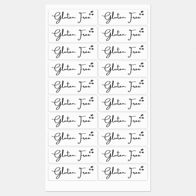 Glutenfreie {Sterne}-Etiketten | Küchen- und Zuhau Etiketten (Blatt)