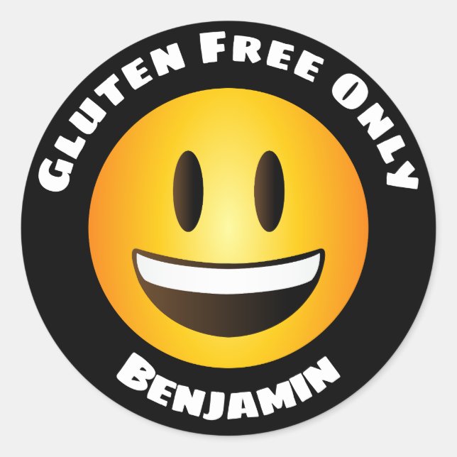 Glutenfreies Lächeln im Emoji-Gesicht Runder Aufkleber (Vorderseite)