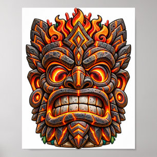 Glutgeschnitztes Tiki-Plakat Poster