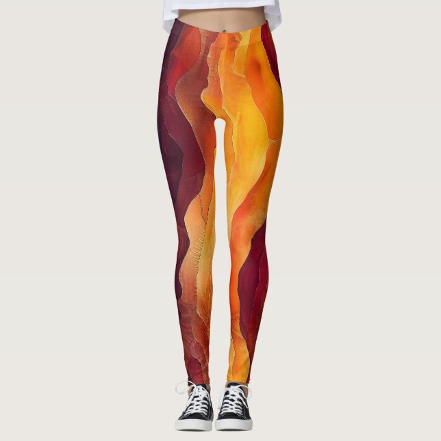 Glutstrat – Abstrakte Schichten aus Erde und Feuer Leggings (Vorderseite)