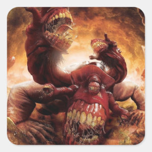 Gluttonie in Inferno - Darstellung als Cerberus Quadratischer Aufkleber